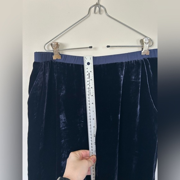 Eileen Fisher Velvet Navy Blue Pull On Pants Tapered Leg Size Small - Picture 4 of 9